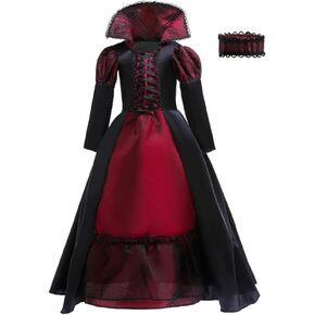 Dressy Daisy Little Girls Noble Medieval Royal Gothic Vampire Queen Halloween Costume Fancy Dress Up with Choker