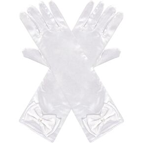 hoyuwak Princess Gloves White Bow Gloves White Costume Gloves Princess Dress Up Gloves for Birthday Halloween Party Wedding