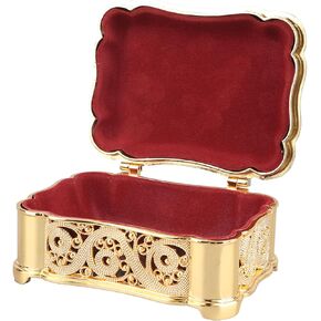 BORDSTRACT Vintage Metal Jewelry Box, Rectangle Trinket Storage Box Organizer with Velvet Lining for Rings Necklace Earrings (gold（J21844) in Saudi Arabia