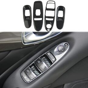 ألياف الكربون نافذة الباب رفع التبديل غطاء لوحة الكسوة الملحقات لإنفينيتي Q50 2014-2020