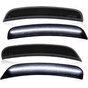 مصابيح LED للعلامات الجانبية ذات الضوء الأبيض لعدسات الدخان متوافقة مع مصابيح 2015-2024 Chrysler 300 300C 300S الأمامية للحاجز الخلفي. 2X أمامي (أبيض) 2X خلفي (أبيض)