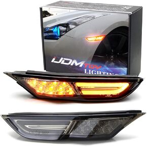 iJDMTOY JDM Smoked Lens 3D Amber Full LED Front Side Marker Light Kit Compatible With 2007-up Nissan GT-R, Powered by 30 LED Diodes, Replace OEM Amber Sidemarker Lamps