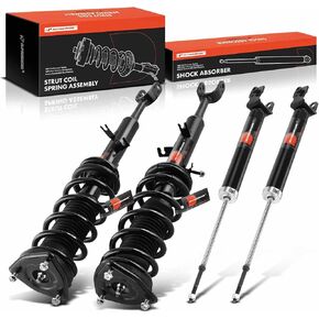 A-Premium Set (4) Front and Rear Shock Complete Strut & Coil Spring Assembly Compatible with Infiniti G35 2003-2006 Coupe RWD, without Sport, Driver and Passenger Side