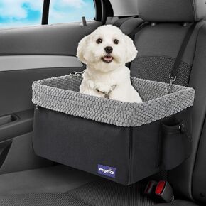 Petprsco Pet Car Seat for Small Dogs & Cats 20lbs, Deluxe Dog Booster Seat with Clip-On Adjustable Leash, Portable Puppy Car Seat for Front & Rear Seat