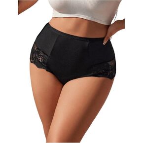 SHENHE Women's Plus Size Floral Lace High Rise Panties Scalloped Soft Underwear Brief