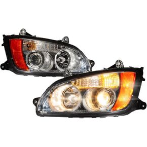 Pair Headlights Assembly Fit for Kenworth T170 T270 T300 T370 T400 T440 T470 T600 T660 T700 2008-2018 Truck Headlamps Included All Bulbs Left Driver & Right Passenger Side