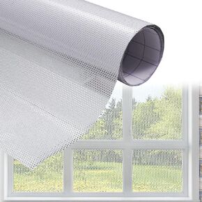 XhuangTech One Way Privacy Window Film,Perforated Vinyl Window Film,Self Adhesive Dotted Perforated Mesh Window Vinyl Privacy Film for Car and Home
