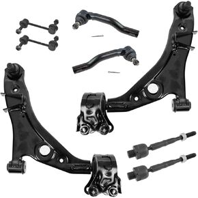TRQ Front Steering & Suspension Kit Control Arm with Ball Joint Sway Bar Stabilizer Link Tie Rod Compatible with 2007-2014 Ford Edge 2007-2015 Lincoln MKX