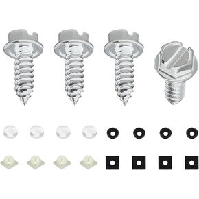 4PCS License Plate Screw Kit, Rustproof & Anti-Rattle Bolts for Securing Front and Back License Plates or Covers, Stainless Steel Self Tapping Mounting Bolts, Car Accessories (Black)