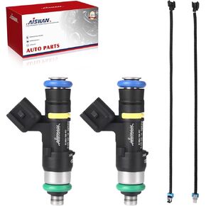 2PCS Fuel Injectors with Wiring Harness 4 Holes Compatible with Polaris RZR 800 EFI Ranger 800 Crew 800 XP 800 Replace# 0280158197 1204318 1204319