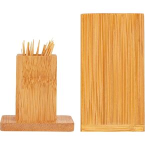 SHIDOW Toothpick Holders, Bamboo Toothpick Dispenser Box, Toothpick Holder Home Living Room Cotton Swab Storage Tank