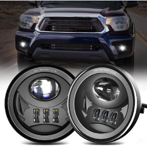 Led Fog Lights Compatible with 2005-2011 Tacoma/2004-2006 Solara/2008-2015 Sequoia/2007-2013 Tundra, DOT Approved Driver and Passenger Side Driving fog Lamps Assembly Replacement-Black