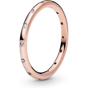 Pandora Simple Sparkling Band Ring - Stackable Rose Gold Ring for Women - 14k Rose Gold-Plated Rose with Cubic Zirconia - Size 8.5