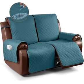 KinCam 100% Waterproof Recliner Sofa Covers, Non-Slip Reclining Couch Covers for 3 Seat, Recliner Couch Cover Furniture Protector with Elastic Straps for Pets, Kids, Burgundy