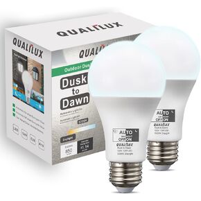 Dusk to Dawn Candelabra Light Bulbs Outdoor, 40W Equivalent, Soft White, 4W 450LM, Auto On/Off, CA11 LED Light Sensing Bulb, Candle Flame Tip, Vintage Edison E12 Base, 4-Pack, HQ-H035
