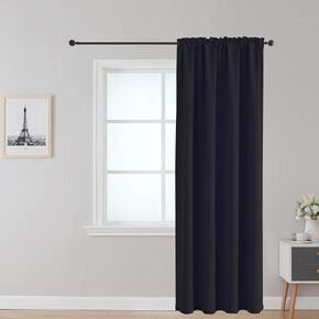 Fire Retardant Curtains for Classroom Blackout Curtains with Fireproof Tag Rod Pocket Black 52x84 1 Panel
