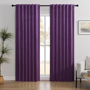 Purple Velvet Curtains 84 Inches, 100% Black Out Curtains for Living Room Winter, Heavy Duty Velvet Soundproof Blackout Curtains for Bedroom, 2 Panels Set 52"x84" Window Curtains