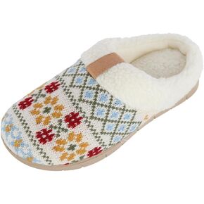 isotoner Women's Heritage Fairisle Knit Hoodback Slipper, Medium (7.5-8), Multi