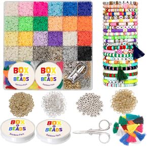 Felix LeChef Clay Bead Bracelet Kit, 7000 Pcs Alphabet Letters and Earth Tone Neutral Colors Heishi Clay Beads Set for Friendhip Bracelet Making Jewelry Making Beading Accessories