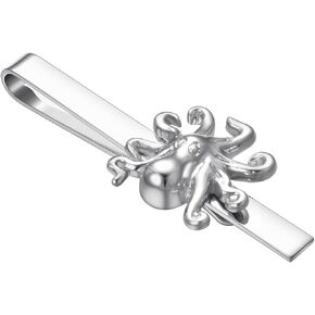 Silver Tie Clip for Men Tie Pins with Cute Animal Wolf Octopus Dolphins Tie Bars Necktie Suit Tie Accessories Jewelry