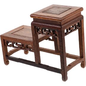 Gadpiparty Vintage Display Stand Buddha Statue Shelf Vase Stand Handicraft Base Vintage Figurine Riser Jewelry Showcase Rack Wood Shelves Wooden Vase Wood Stand for Crafts Wood Carving Carved