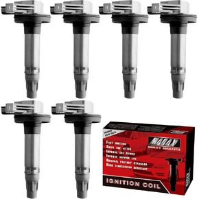 Set of 6 Ignition Coils Pack Compatible with Ford Explorer F150 Lincoln Taurus Edge Fusion Mustang Transit 250 350 MKS MKT MKX MKZ Sable Replaces UF553 C1595 GN10237 - V6 3.5L 3.7L