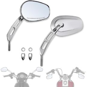 FOVPLUE Handlebar Mount Mirrors,Left & Right Side Rearview mirrors for 1982-2024 Harley Models,for CVO Dyna Electra Glide Road Glide Road King Softail Street Glide Sportster 1200 883,Black