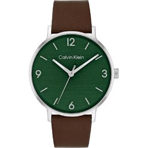 Calvin Klein Modern Men's 3H Quartz Watch - Stainless Steel Case and Leather Strap - Water Resistant to 3ATM/30 Meters - Premium Fashion Timepiece for Day-to-Evening Style - 42mm