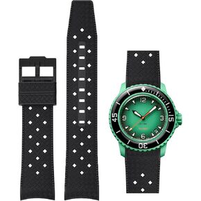 Strap for Blancpain Swatch Tropical Style 22mm Curved Soft Premium Silicone Rubber Replacement Band for Blancpain Swatch Fifty Fathoms Men Women, with Hex Spanner Tool Kit