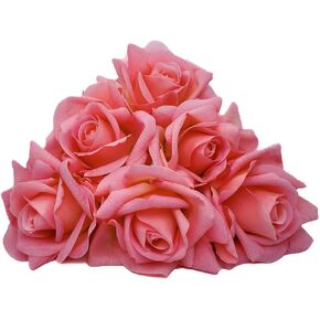 Artificial simulation roses, wet feel fake flowers. Fake roses like real flowers, suitable for gift giving, send to wife, girlfriend, mom, friends, indoor home center tabletop decoration (6, white)