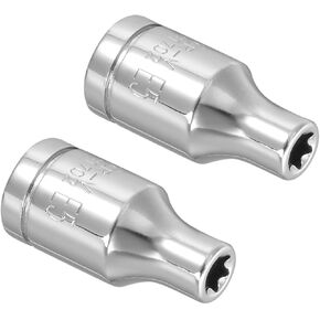 2pcs External Torx Shallow Socket - [1/4 Inch x E8] Square Drive for Car Mechanical Equipment Repair Use, CR-V Steel Metric Sizes
