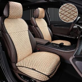 غطاء مقعد السيارة جيد التهوية، واقي المقعد الأمامي، غطاء مقعد السائق الفاخر، وسادة مقعد السيارة العالمية، مناسب لجميع المواسم، متوافق مع الوسادة الهوائية (بيج، قطعتين) in Kuwait