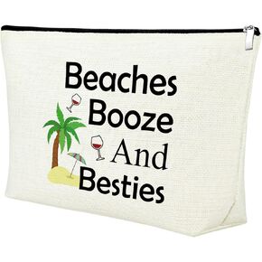 Beach Gifts for Women Friends Makeup Bag Beach Lover Gifts Cosmetic Bag Funny Vacation Gift Beach Themed Gifts for Women Besties Birthday Christmas Graduation Gift for Beach Lover Travel Makeup Pouch