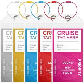 Cruise Luggage Tag Holder, 12pcs Luggage Tags for Cruise Ships, Carnival Cruise Luggage Tags, Clear Luggage Tags for Cruise, MSC Waterproof Cruise Essentials Cruise Accessories (12)