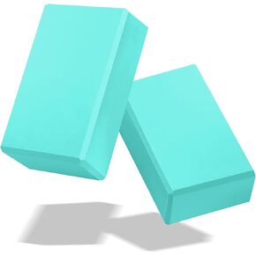 2024 Yoga Blocks 2 Pack, EVA Foam Yoga Block With 2 Resistance Bands, Supportive Latex-Free, Non-Slip Exercise Blocks, Yoga Block for Pilates, Meditation, Balance, Stretching (Teal)