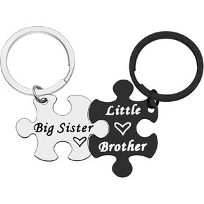 Brother Sister Keychain Set Sister and Brother Gifts for Big Sister Little Brother Matching Keychain for Big Sister Gifts from Little Brother Christmas Birthday Gifts Family Gifts for Sister Brother