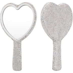 Baluue Rhinestone Mirror, Heart Mirror Handheld Bling Hand Mirrors, Cute Lash Mirror, Protable Heart Mirrors Cute Travel Mirror for Women Girls