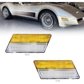 Front Side Marker Lights Housing Compatible with Corvette 1980-1982, [DOT][IP67 Waterproof] Turn Signal Marker Light Cover [No Bulbs], Replace OEM #5936592, 2 PCS, Sleek Clear Lens