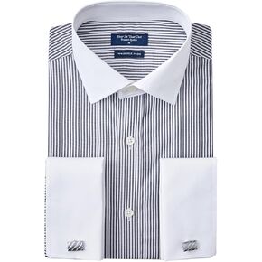 Year In Year Out French Cuff Wrinkle Free Dress Shirt for Men Regular Fit Long Sleeve Wrinkle Resistant Shirt(Black White 169A,3XL)