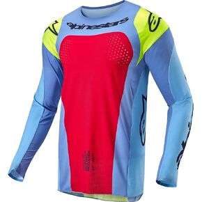 Alpinestars 3767024-7064-L: Techstar Ocuri Jersey Lt Blue/Ylw Fluo/Red Berry Lg