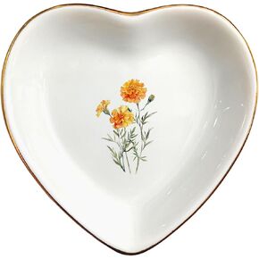 October Marigold Ring Dish-Orange Floral Jewelry Dish for Hippie,Nature,Pace-January Flower for Mom,Mother-in-law,Step Mom,Godmother,Aunt,Grandma,Sister,Friend-Virgo Birthday Gifts