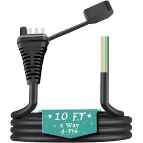 10Feet 18AWG 4 Way Flat Trailer Connector Jacketed Cover Cable Trailer Wiring,4-Pin Trailer Harness with Mounting Holes Dust Cover,4 Pin Trailer Connector Colorful Pure Copper Wire Cables
