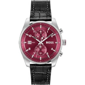 BOSS Skytraveller Men's 3H Quartz Chronograph Watch, Stainless Steel, 5ATM/50m Water Resistant - Stylish, Modern Timepiece - Gift for Him, 44mm