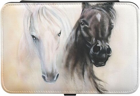 senya Leather Jewelry Box, Black and White Horse Necklace Ring Earrings Storage Organizer for Women Travel Jewelry Organizer in Saudi Arabia
