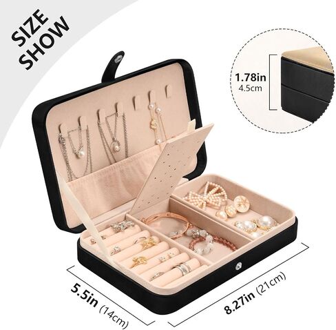 senya Leather Jewelry Box, Black and White Horse Necklace Ring Earrings Storage Organizer for Women Travel Jewelry Organizer in Saudi Arabia