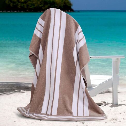 Superior Cabana Cotton Lounge Chair Cover, Outdoor Towel/Chaise Furniture Covers, Terry Cloth, Beach, Spa, Swim Accessories, Pool Chair Cover, Soft, Quick Drying, 32" x 102", Set of 2, Charcoal in Saudi Arabia