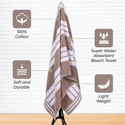 Superior Cabana Cotton Lounge Chair Cover, Outdoor Towel/Chaise Furniture Covers, Terry Cloth, Beach, Spa, Swim Accessories, Pool Chair Cover, Soft, Quick Drying, 32" x 102", Set of 2, Charcoal in Saudi Arabia