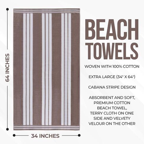 Superior Cabana Cotton Lounge Chair Cover, Outdoor Towel/Chaise Furniture Covers, Terry Cloth, Beach, Spa, Swim Accessories, Pool Chair Cover, Soft, Quick Drying, 32" x 102", Set of 2, Charcoal in Saudi Arabia