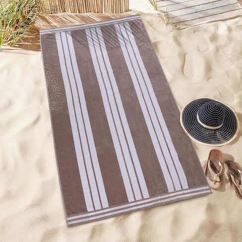 Superior Cabana Cotton Lounge Chair Cover, Outdoor Towel/Chaise Furniture Covers, Terry Cloth, Beach, Spa, Swim Accessories, Pool Chair Cover, Soft, Quick Drying, 32" x 102", Set of 2, Charcoal in Saudi Arabia