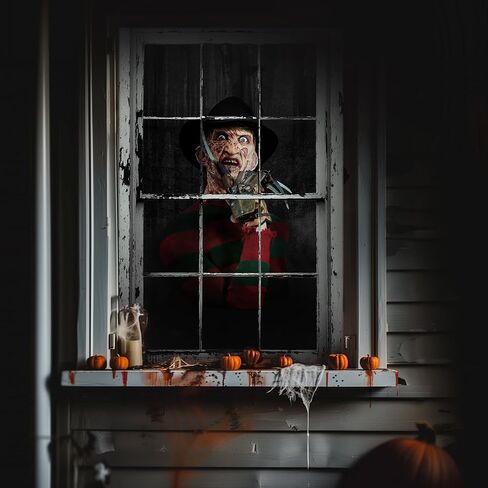 ملحقات الهالوين المرعبة لقلادة النافذة لتزيين الأغطية العالمية الداخلية والخارجية - باللون الأحمر in Kuwait